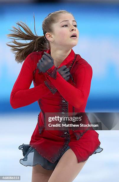 Yulia Lipnitskaya of Russia competes in the Team Ladies Free Skating during day two of the Sochi 2014 Winter Olympics at Iceberg Skating Palace onon...