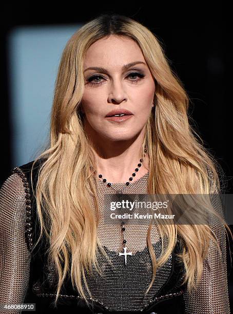 Singer Madonna speaks onstage during the 2015 iHeartRadio Music Awards which broadcasted live on NBC from The Shrine Auditorium on March 29, 2015 in...