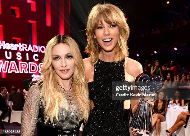 Singers Madonna and Taylor Swift attend the 2015 iHeartRadio Music Awards which broadcasted live on NBC from The Shrine Auditorium on March 29, 2015...