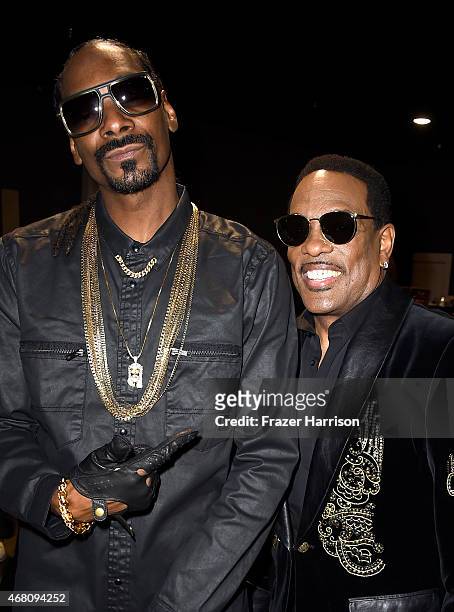Rapper Snoop Dogg and musician Charlie Wilson attend the 2015 iHeartRadio Music Awards which broadcasted live on NBC from The Shrine Auditorium on...