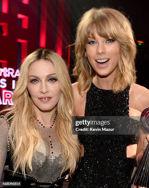 Singers Madonna and Taylor Swift attend the 2015 iHeartRadio Music Awards which broadcasted live on NBC from The Shrine Auditorium on March 29, 2015...