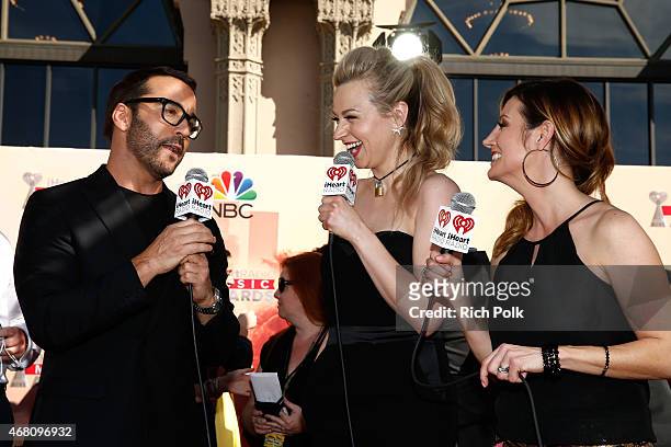Actor Jeremy Piven, radio personality Bethany Watson and radio personality DanielleMonaro attend the 2015 iHeartRadio Music Awards which broadcasted...