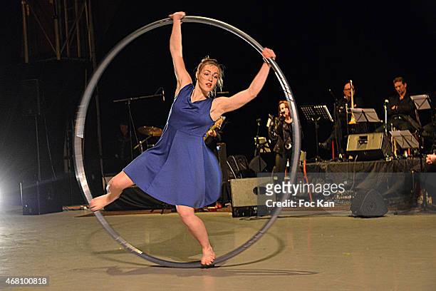 Young ENACR circus artist performs during the Concert Cirque In Benefit Of 'Cameleon' Abused Children Care Association At Circus School ENACR Of...
