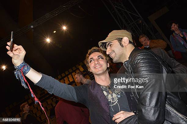Mikelangelo Loconte and a guest pose for a selfie during the Concert Cirque In Benefit Of 'Cameleon' Abused Children Care Association At Circus...