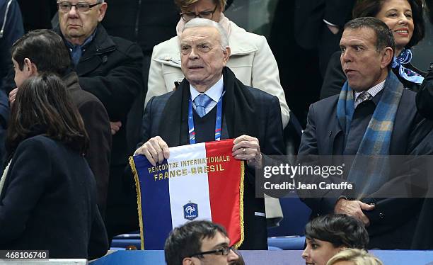 President of the CBF Jose Maria Marin attends the international friendly match between France and Brazil at Stade de France on March 26, 2015 in...