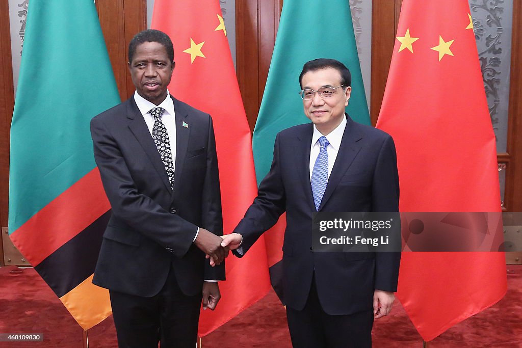 Premier Li Keqiang Meets Visiting Zambia's President Edgar Chagwa Lungu