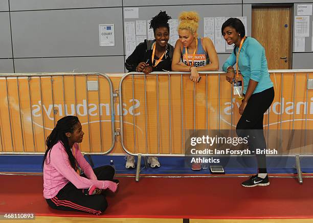 Athletes warm up and prepare for events at the Sainsbury's British Athletics Indoor Championships on February 9, 2014 in Sheffield, England.