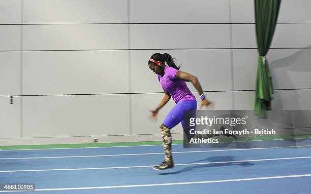 Athletes warm up and prepare for events at the Sainsbury's British Athletics Indoor Championships on February 9, 2014 in Sheffield, England.