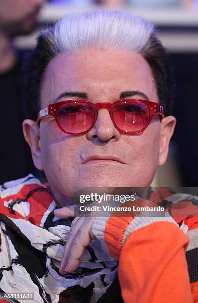 Cristiano Malgioglio attends the 'Quelli che il Calcio' TV Show on February 9, 2014 in Milan, Italy.