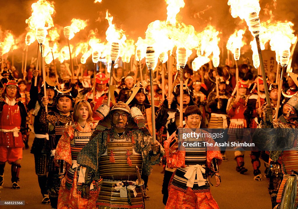 People In Traditional Armours March On In Unzen