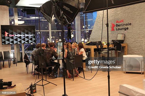 Diane Kruger and Michelle Yeoh attend the AUDI Lounge at the Marlene Dietrich Platz during day 4 of the Berlinale International Film Festival on on...