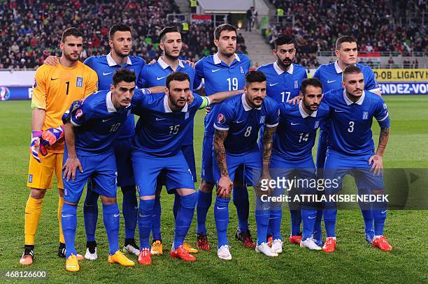 Greece's national team players , midfielder Lazaros Christodoulopoulos, defender Vasilis Torosidis, midfielder Panagiotis Kone, midfielder Giannis...