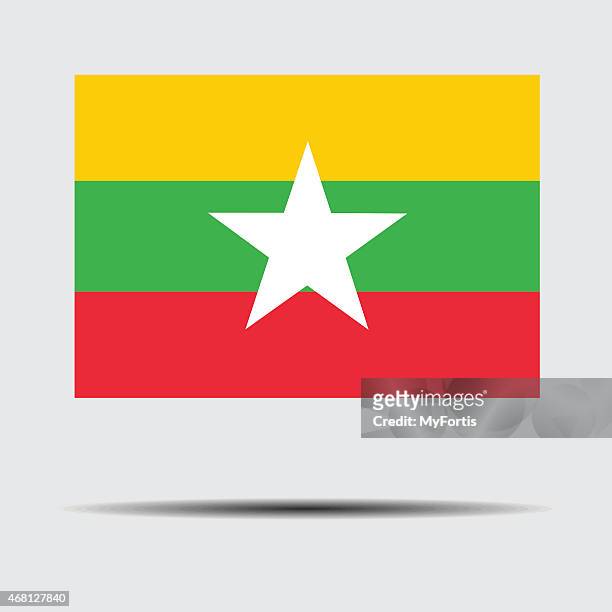 nationalflagge von myanmar  - east asian culture stock-grafiken, -clipart, -cartoons und -symbole