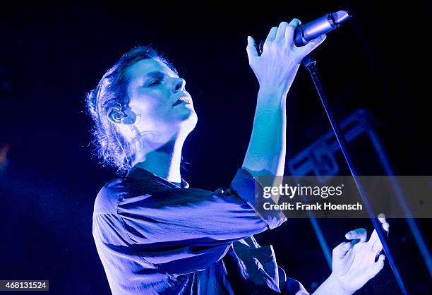 Singer Eva Briegel of the German band Juli performs live during a concert at the C-Club on March 27, 2015 in Berlin, Germany.