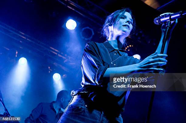 Singer Eva Briegel of the German band Juli performs live during a concert at the C-Club on March 27, 2015 in Berlin, Germany.