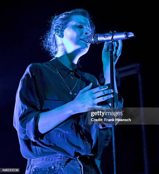 Singer Eva Briegel of the German band Juli performs live during a concert at the C-Club on March 27, 2015 in Berlin, Germany.