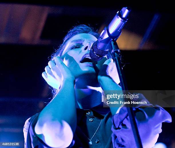 Singer Eva Briegel of the German band Juli performs live during a concert at the C-Club on March 27, 2015 in Berlin, Germany.