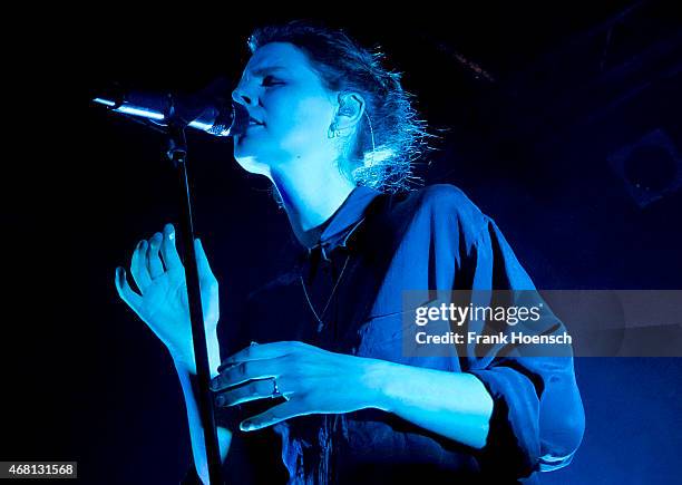 Singer Eva Briegel of the German band Juli performs live during a concert at the C-Club on March 27, 2015 in Berlin, Germany.