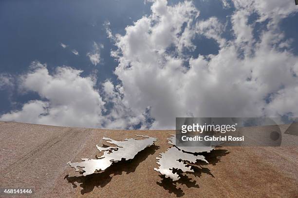 View of a detail of the Monument to the Fallen of Islas Malvinas War on March 27, 2015 in Buenos Aires, Argentina. On April 02, 1982 Leopoldo...
