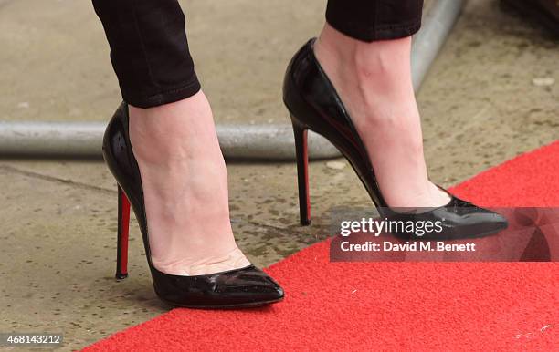 Jessica Chastain, shoe detail, attends at a special screening of "Interstellar Live" at Royal Albert Hall on March 30, 2015 in London, England.