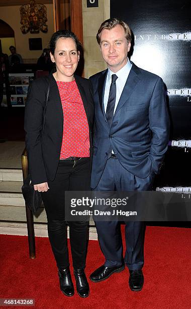 Emma Thomas and Christopher Nolan attend "Interstellar Live" at Royal Albert Hall on March 30, 2015 in London, England.