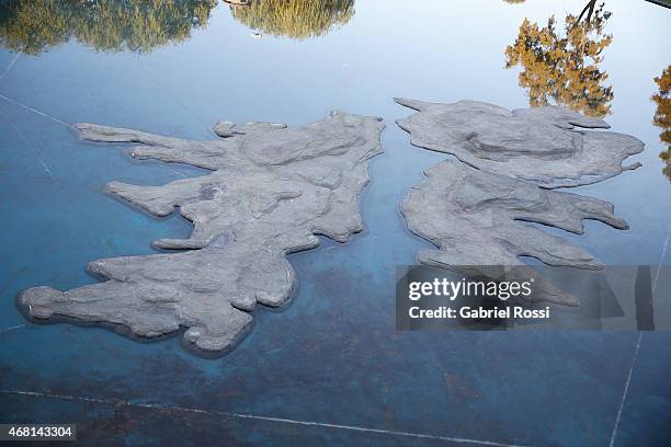 View of an artistic replica of Malvinas Islands outside the Malvinas e Islas del Atlántico Sur Museum on March 28, 2015 in Buenos Aires, Argentina....