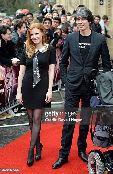 Jessica Chastain and Brian Cox attend "Interstellar Live" at Royal Albert Hall on March 30, 2015 in London, England.
