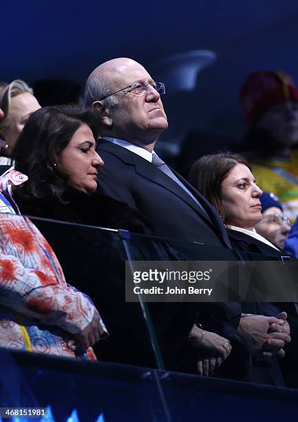 Former Prime Minister of Lebanon Najib Mikati attends the Opening Ceremony of the 2014 Winter Olympic Games at the Fisht Olympic Stadium on February...