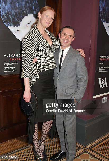 Olivia Inge and Shaun Leane attend the Samsung BlueHouse private view of the 'Alexander McQueen: Savage Beauty' exhibition at the Victoria & Albert...