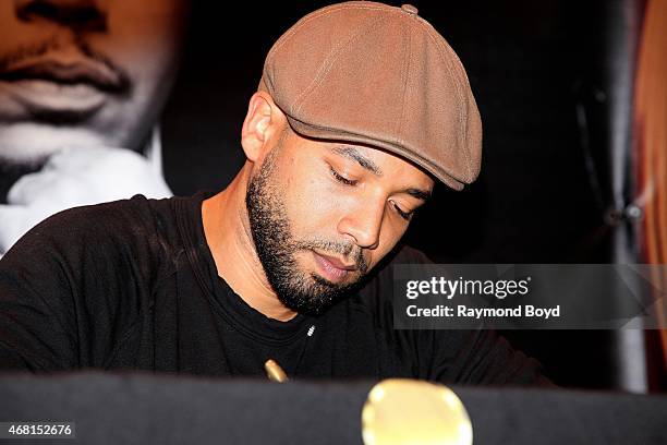 Actor, singer and songwriter Jussie Smollett from the FOX TV show "Empire" signs autographs for fans during the "Empire" cd signing at the Harold...