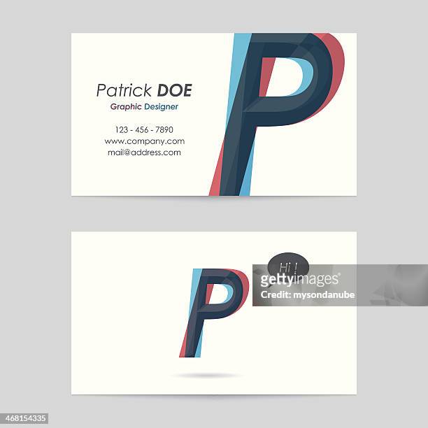 vector business card template - letter p - letter p stock illustrations