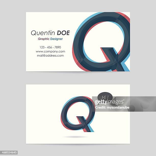 illustrazioni stock, clip art, cartoni animati e icone di tendenza di vettore business card template-lettera q - q and a