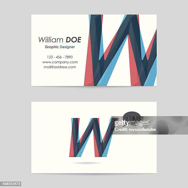 vector business card template - letter w - the w stock illustrations
