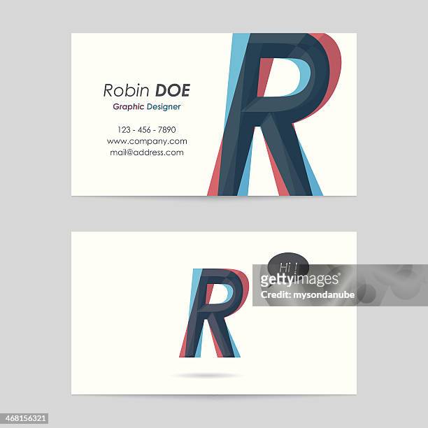 ilustrações, clipart, desenhos animados e ícones de vetor de modelo de cartão de visita-letra r - letra r