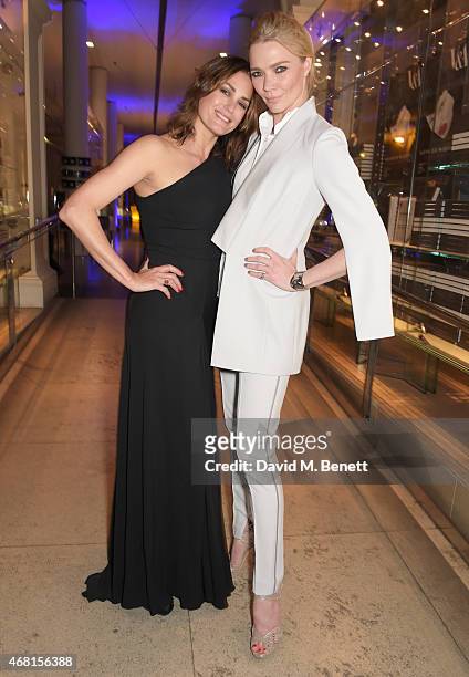 Yasmin Le Bon and Jodie Kidd attend the Samsung BlueHouse private view of the 'Alexander McQueen: Savage Beauty' exhibition at the Victoria & Albert...