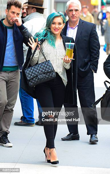 Actress Hilary Duff is seen outside "Hot97 radio"on March 30, 2015 in New York City.