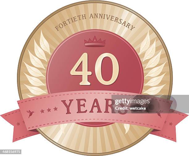 40 jahre-jubiläum-abzeichen - 40 44 years stock-grafiken, -clipart, -cartoons und -symbole