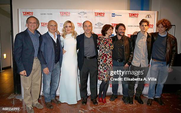 Romano Reggiani, Andrea Arcangeli, Lillo Petrolo, Lorenza Indovina, director Marco Pontecorvo, Carolina Crescentini and Luca Zingaretti attend 'Tempo...