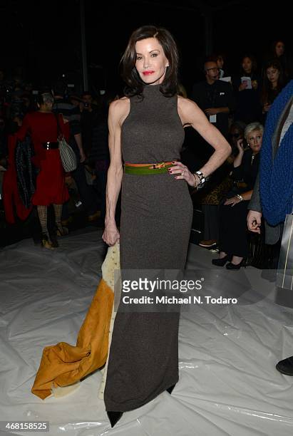 Janice Dickinson attends the Custo Barcelona show during Mercedes-Benz Fashion Week Fall 2014 at The Salon at Lincoln Center on February 9, 2014 in...