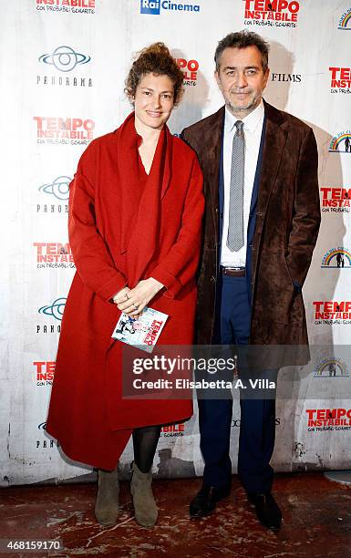 Ginevra Elkann and producer Pietro Valsecchi attend 'Tempo Instabile Con Probabili Schiarite' Screening at Cinema Barberini on March 30, 2015 in...