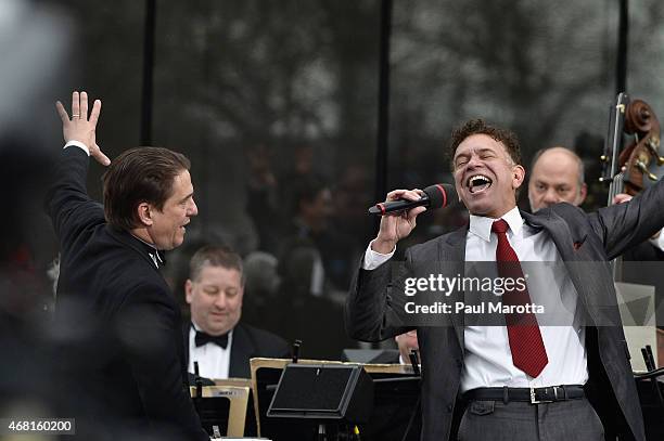 Boston Pops Conductor Keith Lockhart and Brian Stokes Mitchell perform at the Dedication Ceremony at Edward M. Kennedy Institute for the United...