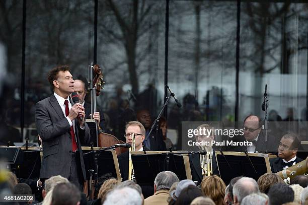 Boston Pops Conductor Keith Lockhart and Brian Stokes Mitchell perform at the Dedication Ceremony at Edward M. Kennedy Institute for the United...