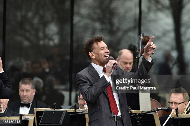 Boston Pops Conductor Keith Lockhart and Brian Stokes Mitchell perform at the Dedication Ceremony at Edward M. Kennedy Institute for the United...