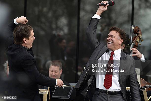 Boston Pops Conductor Keith Lockhart and Brian Stokes Mitchell perform at the Dedication Ceremony at Edward M. Kennedy Institute for the United...