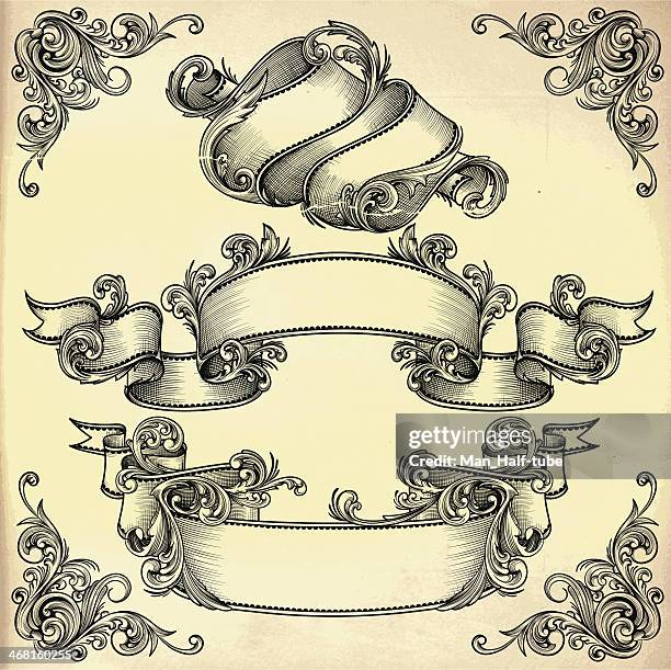 vintage ribbons - renaissance stock illustrations