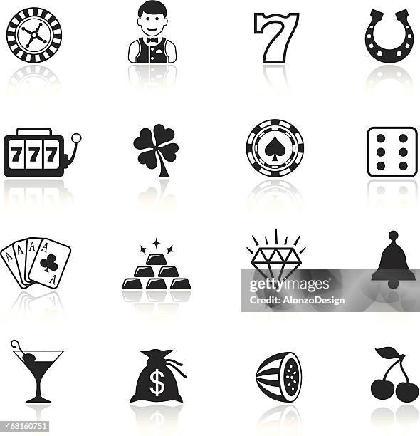 black and white casino icon sets - roulette stock illustrations