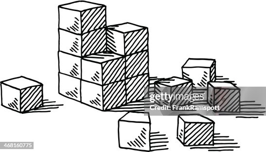 Stack Building Blocks Drawing Building Blocks Drawing High-Res Vector Graphic - Getty Images