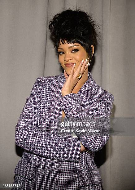 Rihanna attends the Tidal launch event #TIDALforALL at Skylight at Moynihan Station on March 30, 2015 in New York City.