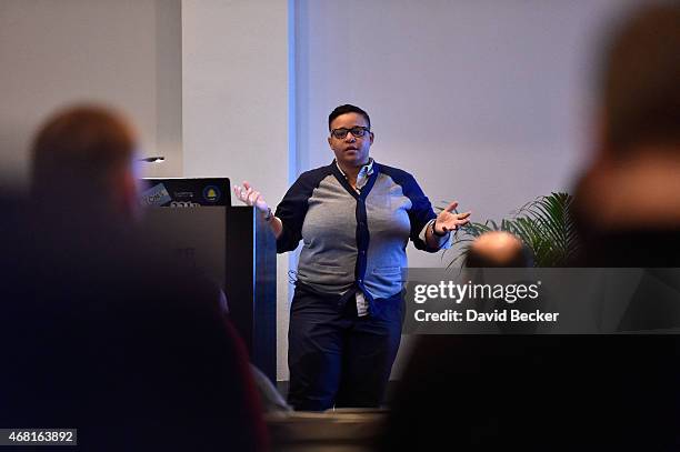 Chef Apple-Elgatha speaks onstage during the 30th annual Nightclub & Bar Convention and Trade Show at the Las Vegas Convention Center on March 30,...