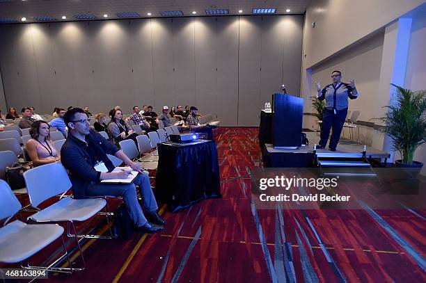 Chef Apple-Elgatha speaks onstage during the 30th annual Nightclub & Bar Convention and Trade Show at the Las Vegas Convention Center on March 30,...